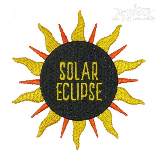 Sun Solar Eclipse Embroidery Design