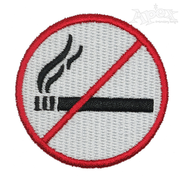 No Smoking Sign Embroidery Design