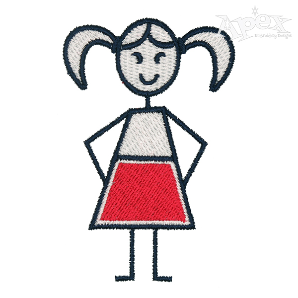Stick Girl and Boy Embroidery Design
