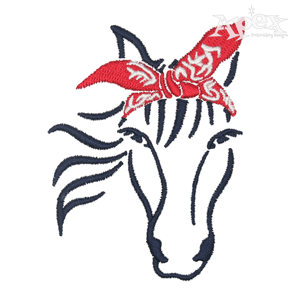 Bandana Kerchief Horse Embroidery Design
