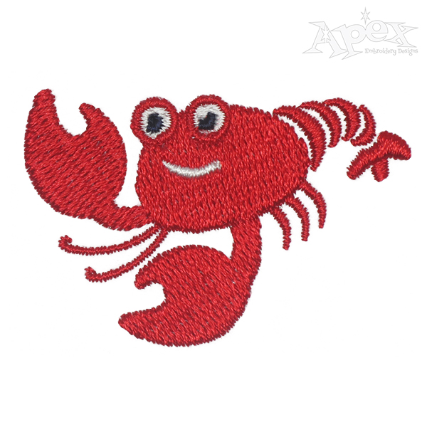 Cute Lobster Crawfish Embroidery Design