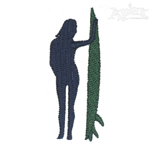 Surfer Girl Silhouette Embroidery Design