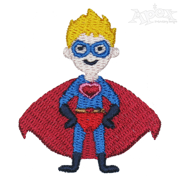 Love Superhero Boy Embroidery Design