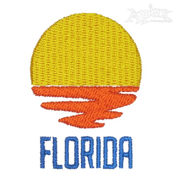 Florida Beach and Sun Embroidery Design