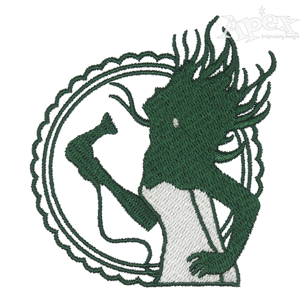 Hair Blowing Girl Embroidery Design