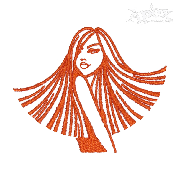 Long Hair Girl Embroidery Design