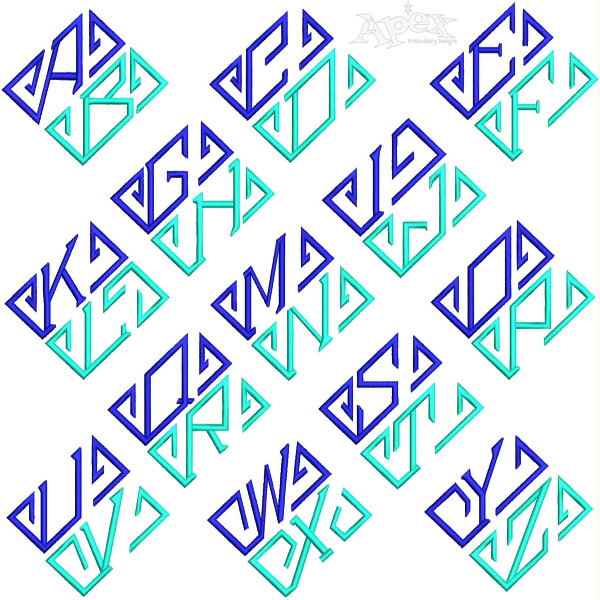 Marvin Rhombus Monogram Embroidery Font
