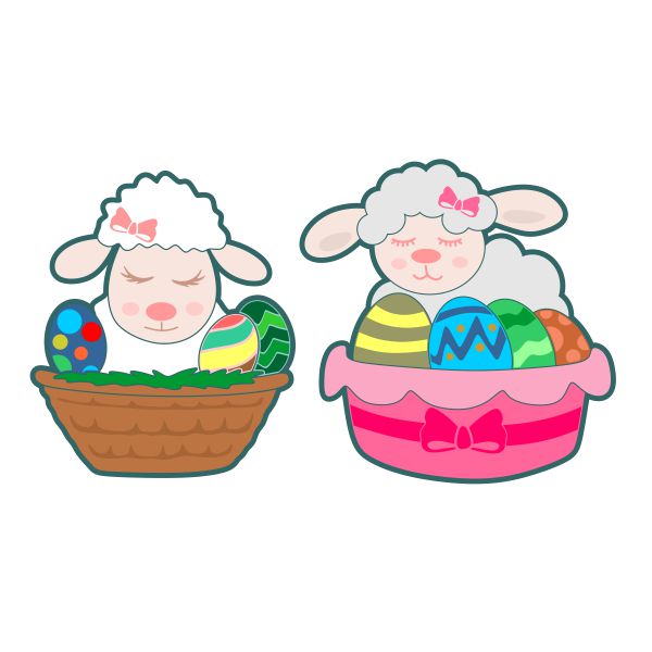 Easter Lamb and Eggs Basket SVG Cuttable Design
