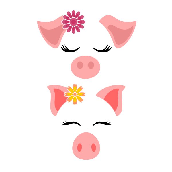 Cute Flower Pig SVG Cuttable Design