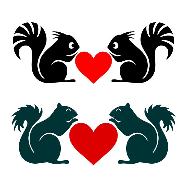 Couple Squirrel Heart SVG Cuttable Design