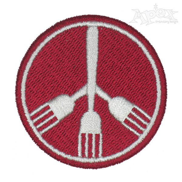 Fork Peace Sign Embroidery Design