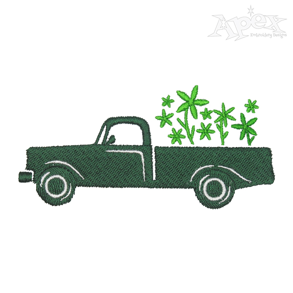 Spring Flowers Truck Embroidery Design