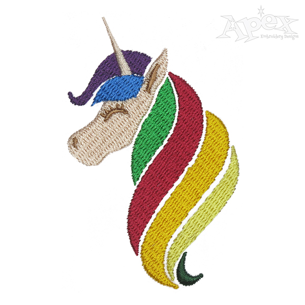 Rainbow Unicorn Embroidery Design