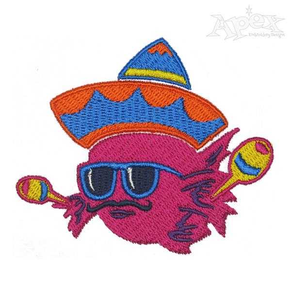 Fiesta Fish wearing Sombrero Embroidery Design