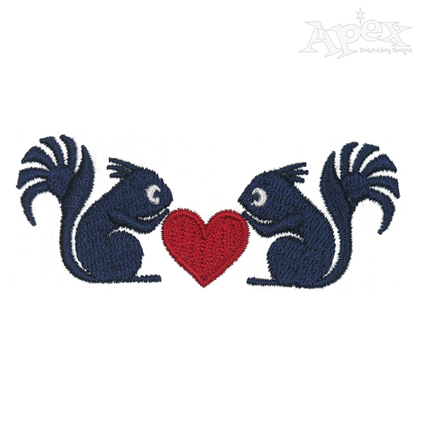 Squirrels Love Embroidery Design