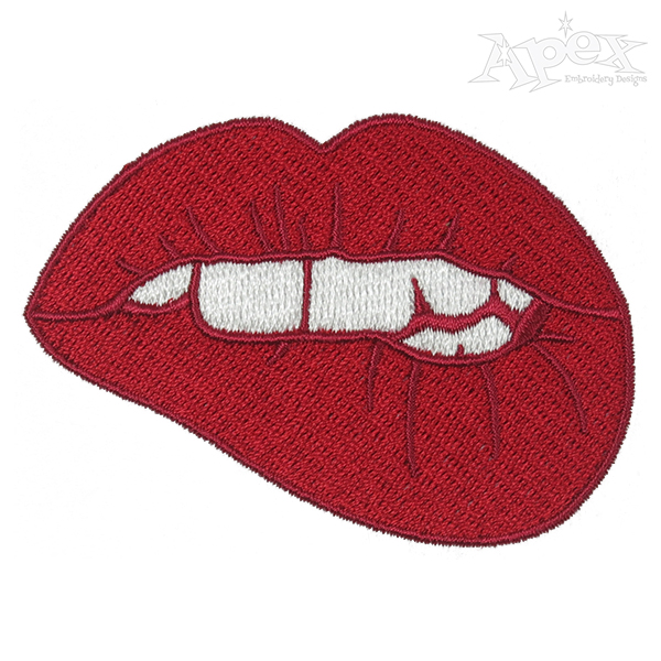 Biting Lips Embroidery Design