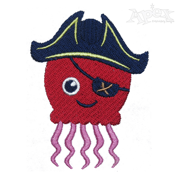 Pirate Jellyfish Embroidery Design