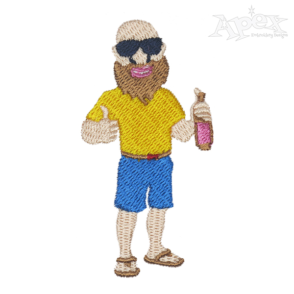 Man Holding Beer Embroidery Design