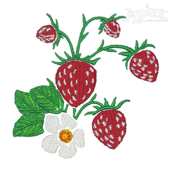 Strawberry Flower Embroidery Design