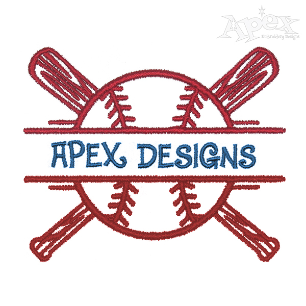 Baseball Softball Crossed Bats Split Embroidery Frame