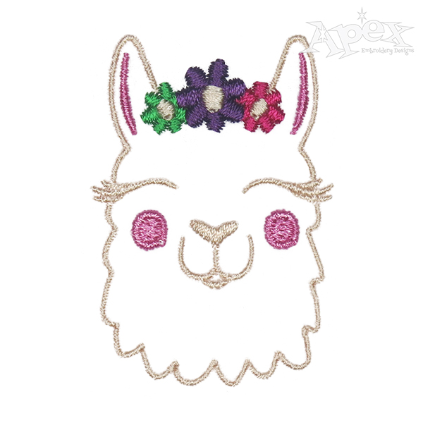 Flower Llama Embroidery Design