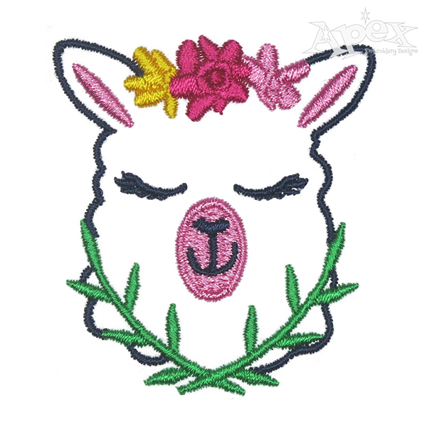Flower Llama Embroidery Design