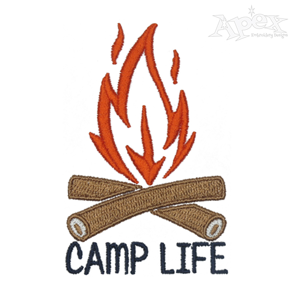 Camp Life Fire Embroidery Design