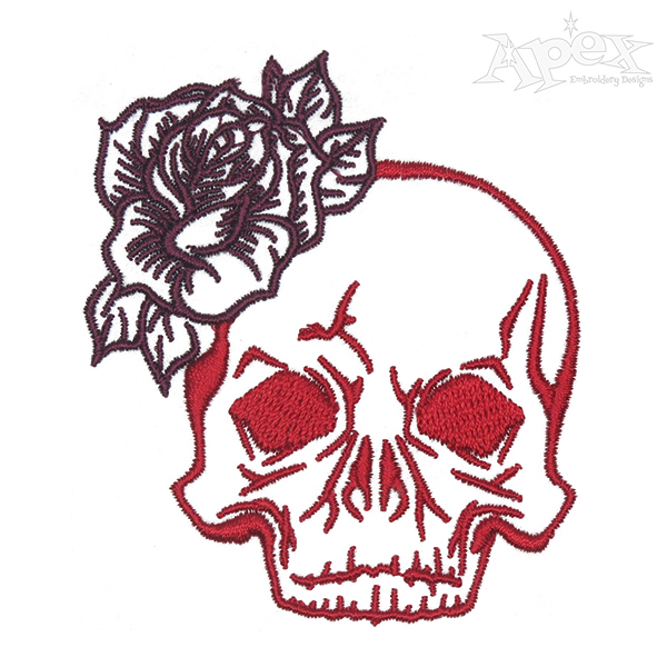 Skull Rose Embroidery Design