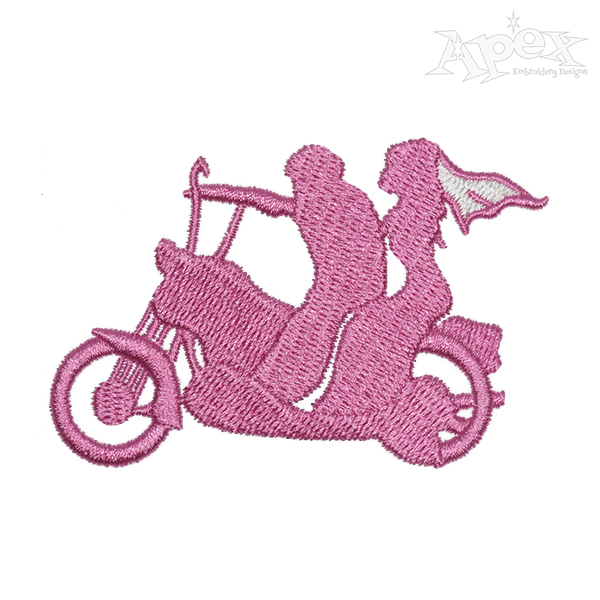 Biker Wedding Couple Embroidery Design