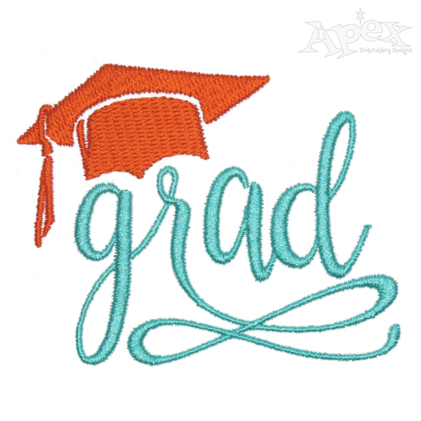 Grad Graduation Hat Embroidery Design
