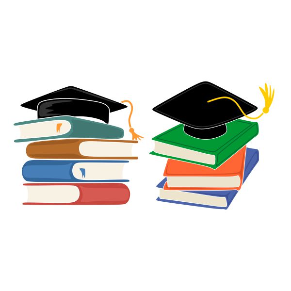 Graduation Hat with Books SVG Cuttable Design