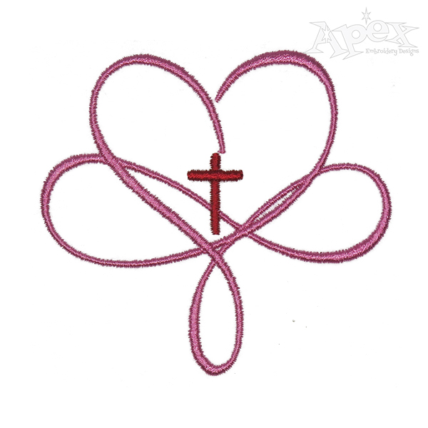Infinity Cross Heart Embroidery Design