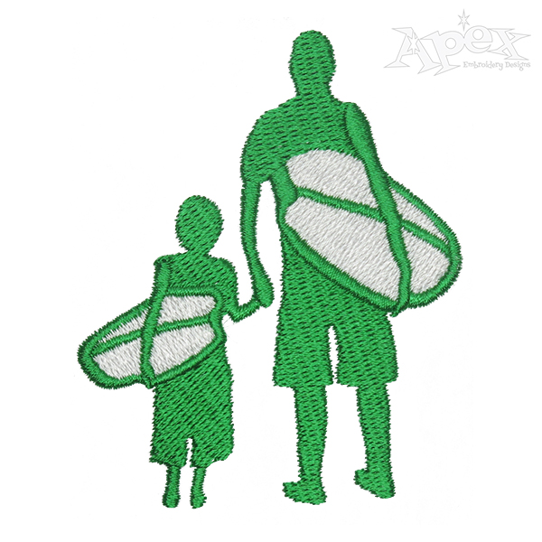 Surfing Papa Embroidery Design