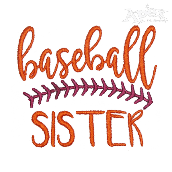Baseball Brother Sister Embroidery Design