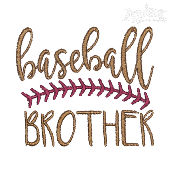 Baseball Brother Sister Embroidery Design