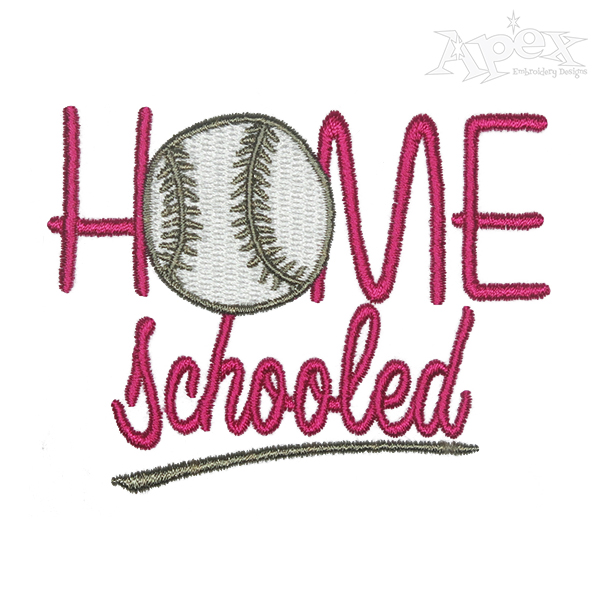 Home Schooled Baseball Softball Embroidery Design