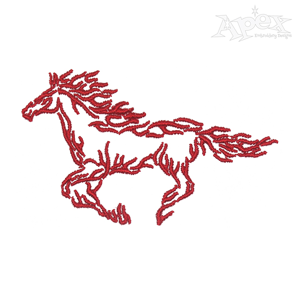 Running Horse Flame Embroidery Design