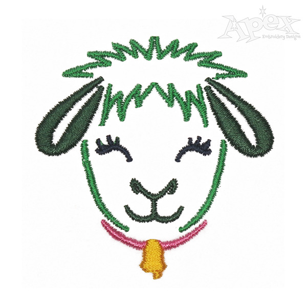 Cute Goat Face Embroidery Design