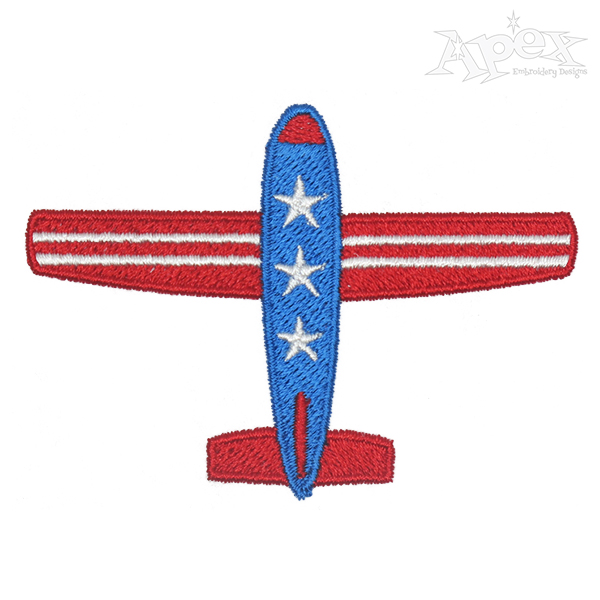 Patriotic Airplane Embroidery Design