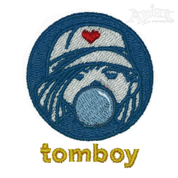 Tomboy Blowing Bubble Gum Embroidery Design