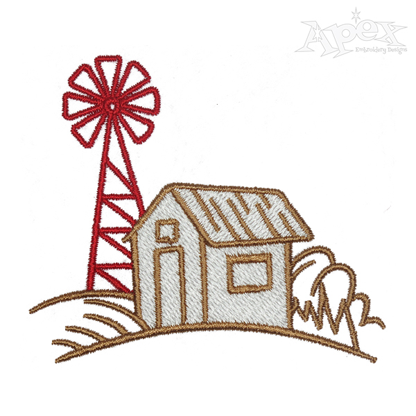 Windmill Farm Embroidery Design