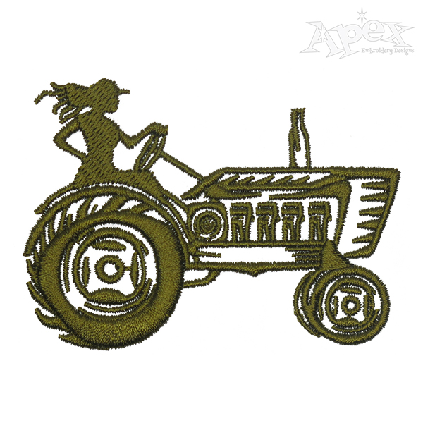 Super Farmer with Tractor Embroidery Design