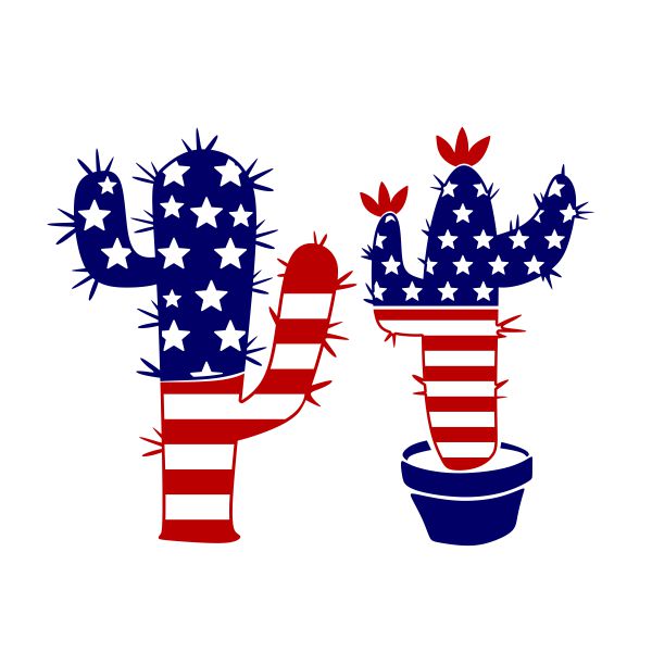 American USA Flag Cactus SVG Cuttable Design