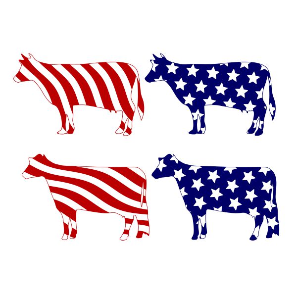USA Stars and Stripes Cow SVG Cuttable Design