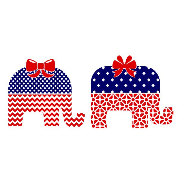 USA Pattern Bow Elephant SVG Cuttable Design