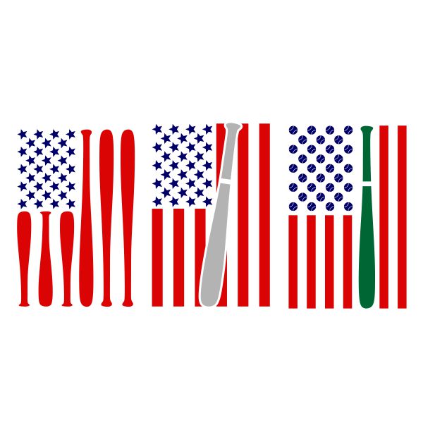 American USA Baseball Flag SVG Cuttable Design