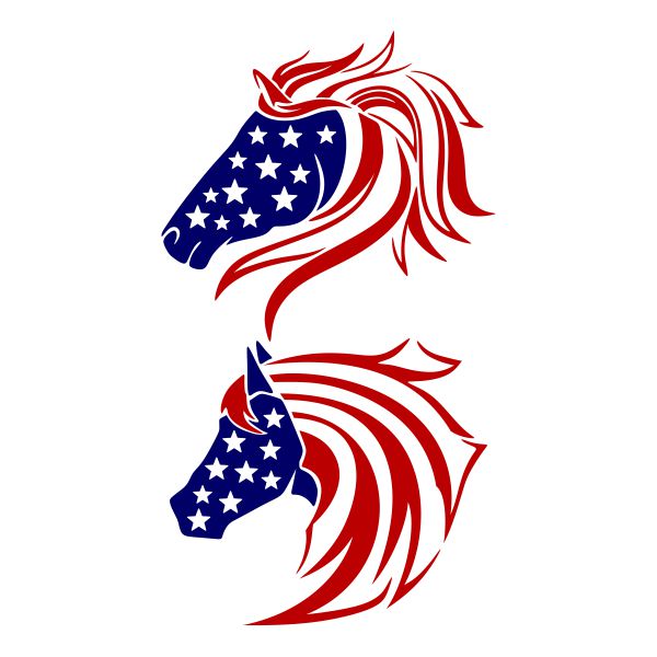 USA Flag Horse Face SVG Cuttable Design