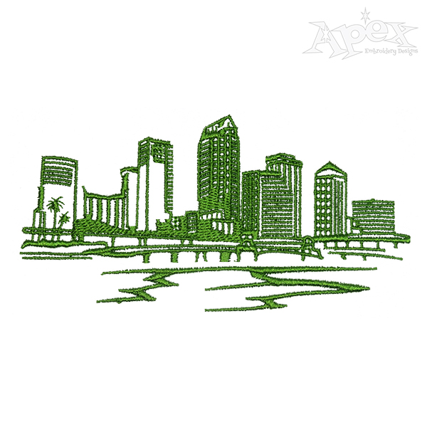 Tampa City Skyline Embroidery Design