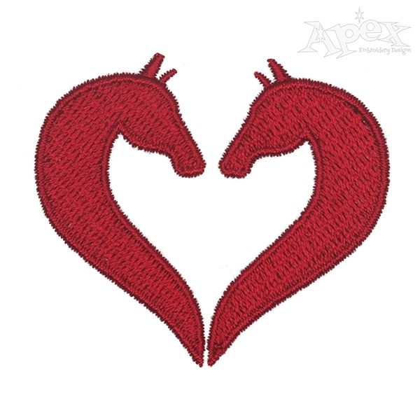 Couple Horses Heart Embroidery Design