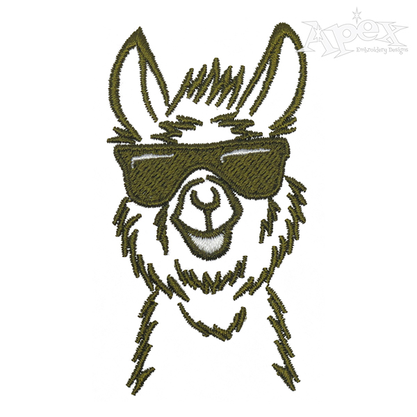 Funny Cool Llama Embroidery Design